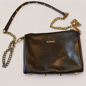 Rebecca Minkoff Gold-Accented Black Shimmer Crossbody Bag